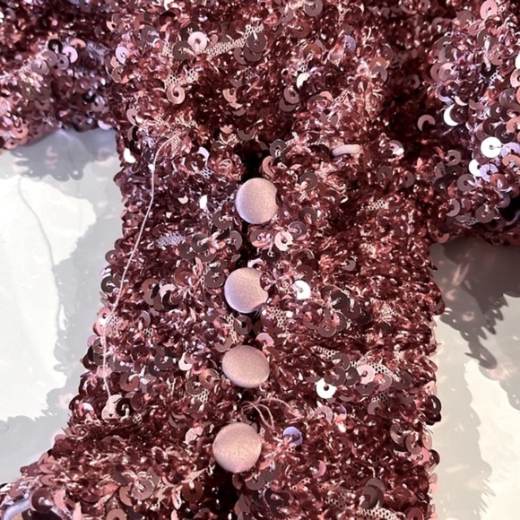 ROTATE Birger Christensen Aurelia Rapture Rose Sequin-Embellished Top - Picture 9 of 13